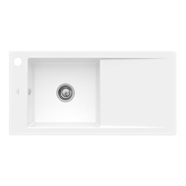 Villeroy & Boch Timeline 60 1000mm Sink with Right Hand Drainboard and Overflow 1 Tap Hole Alpine White