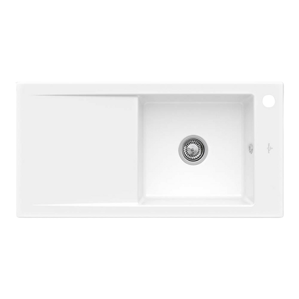 Villeroy & Boch Timeline 60 1000mm Sink with Left Hand Drainboard and Overflow 1 Tap Hole Alpine White