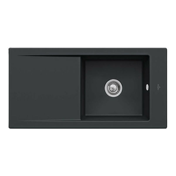 Villeroy & Boch Timeline 60 1000mm Sink with Left Hand Drainboard and Overflow Pure Black