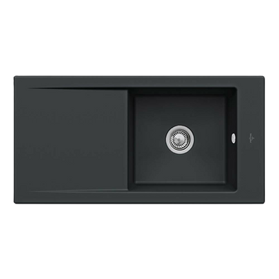 Villeroy & Boch Timeline 60 1000mm Sink with Left Hand Drainboard and Overflow Pure Black