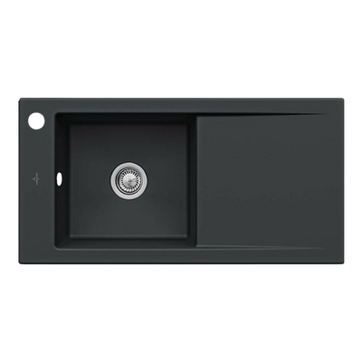 Villeroy & Boch Timeline 60 1000mm Sink with Right Hand Drainboard and Overflow 1 Tap Hole Pure Black