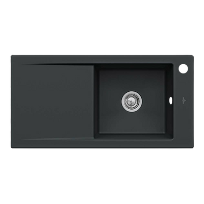 Villeroy & Boch Timeline 60 1000mm Sink with Left Hand Drainboard and Overflow 1 Tap Hole Pure Black