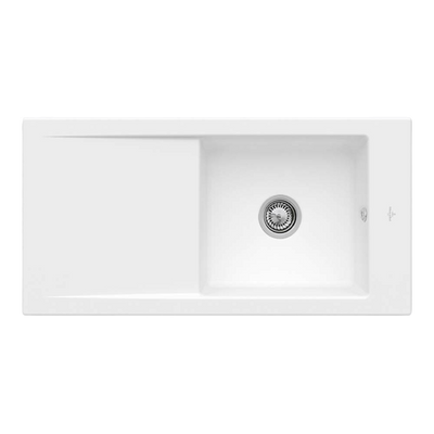 Villeroy & Boch Timeline 60 1000mm Sink with Left Hand Drainboard and Overflow Stone White