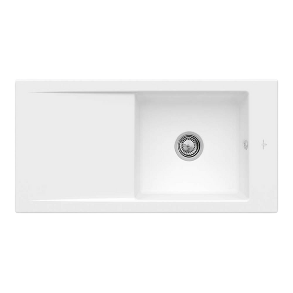 Villeroy & Boch Timeline 60 1000mm Sink with Left Hand Drainboard and Overflow Stone White