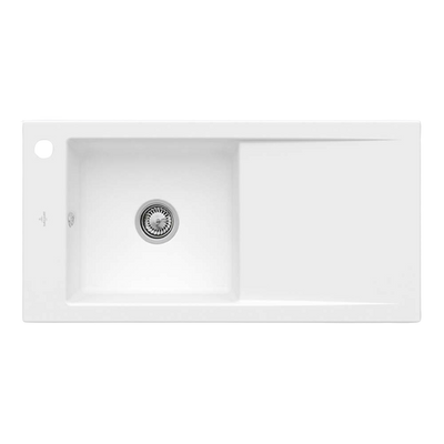 Villeroy & Boch Timeline 60 1000mm Sink with Right Hand Drainboard and Overflow 1 Tap Hole Stone White