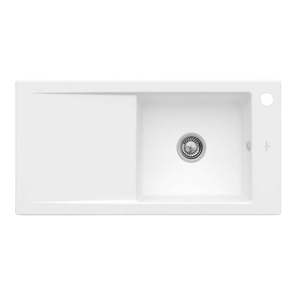 Villeroy & Boch Timeline 60 1000mm Sink with Left Hand Drainboard and Overflow 1 Tap Hole Stone White
