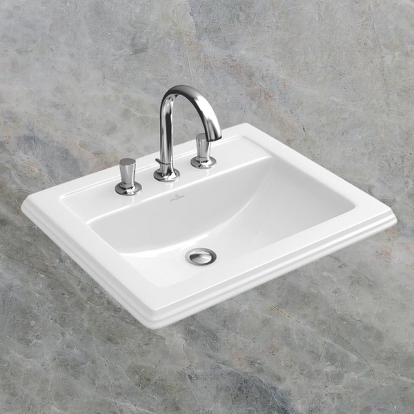 Villeroy & Boch Hommage 630mm Rectangular Drop In Basin with Overflow 1 Tap Hole Alpine White