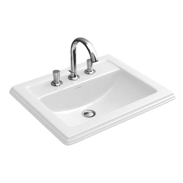 Villeroy & Boch Hommage 630mm Rectangular Drop In Basin with Overflow 1 Tap Hole Alpine White