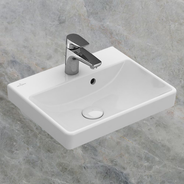 Villeroy & Boch Avento 450mm Rectangular Hand Wash Basin with Overflow 1 Tap Hole Alpine White