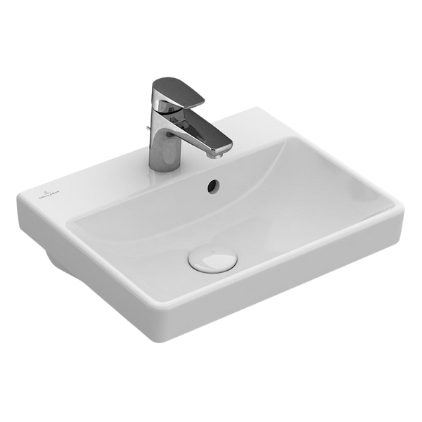 Villeroy & Boch Avento 450mm Rectangular Hand Wash Basin with Overflow 1 Tap Hole Alpine White