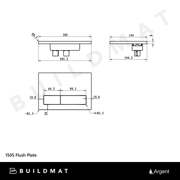 Argent 150S Mechanical Flush Plate for ViConnect Cistern Matte Black