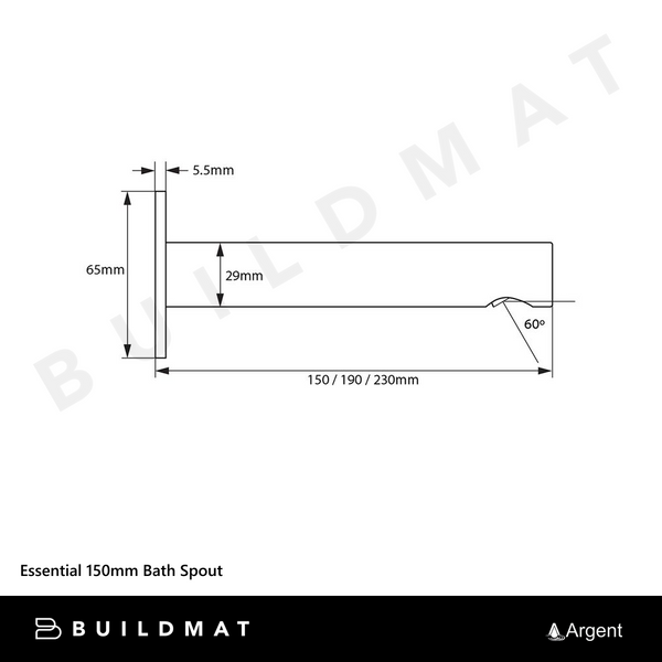 Argent Essential 150mm Bath Spout Chrome