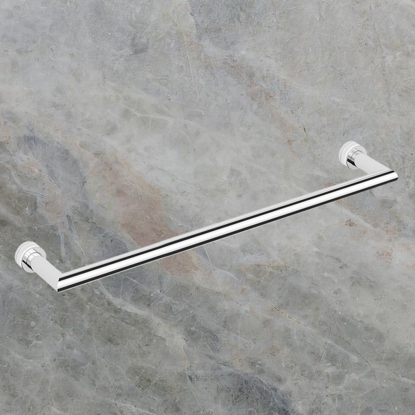 Argent Focal 600mm Glass Panel Towel Rail Chrome