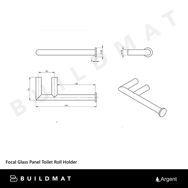 Argent Focal Glass Panel Toilet Roll Holder Chrome