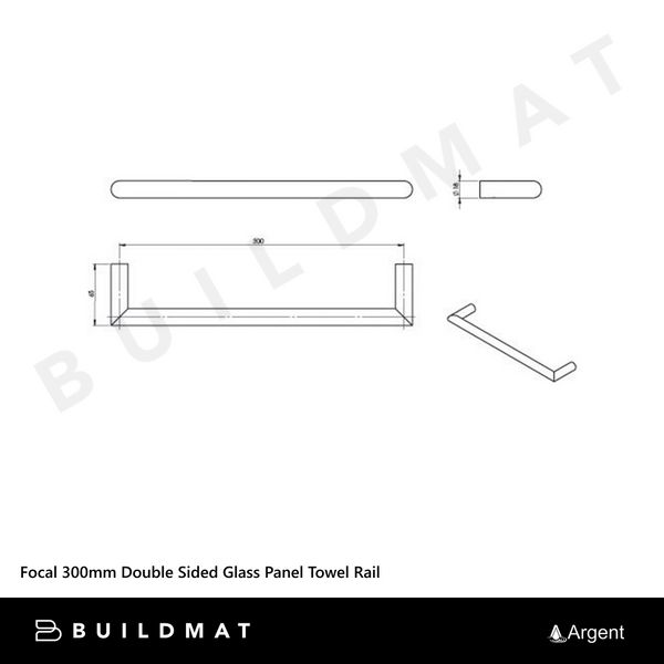 Argent Focal 300mm Double Sided Glass Panel Towel Rail Chrome