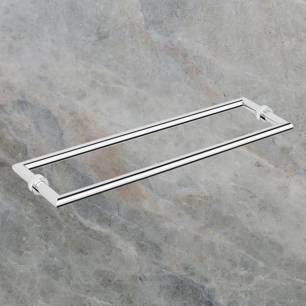 Argent Focal 600mm Double Sided Glass Panel Towel Rail Chrome