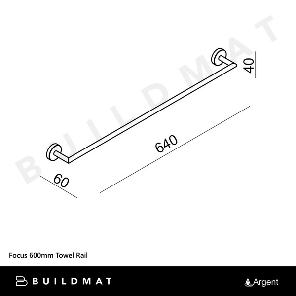 Argent Focus 600mm Towel Rail Chrome