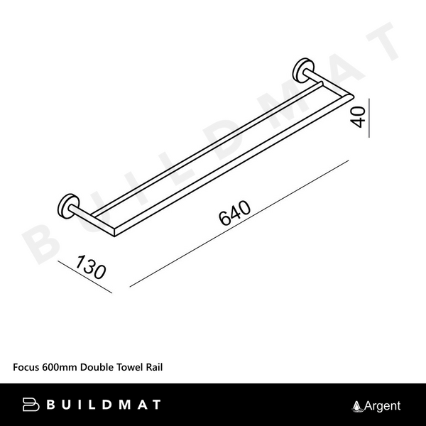 Argent Focus 600mm Double Towel Rail Chrome