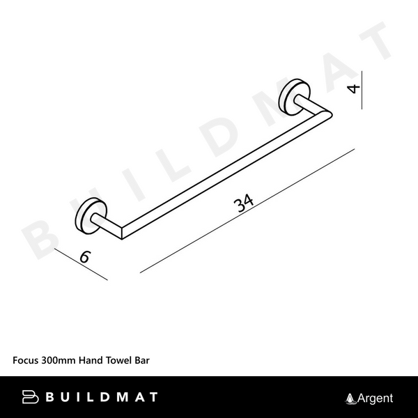 Argent Focus 300mm Hand Towel Bar Chrome