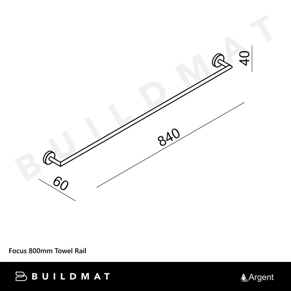 Argent Focus 800mm Towel Rail Chrome