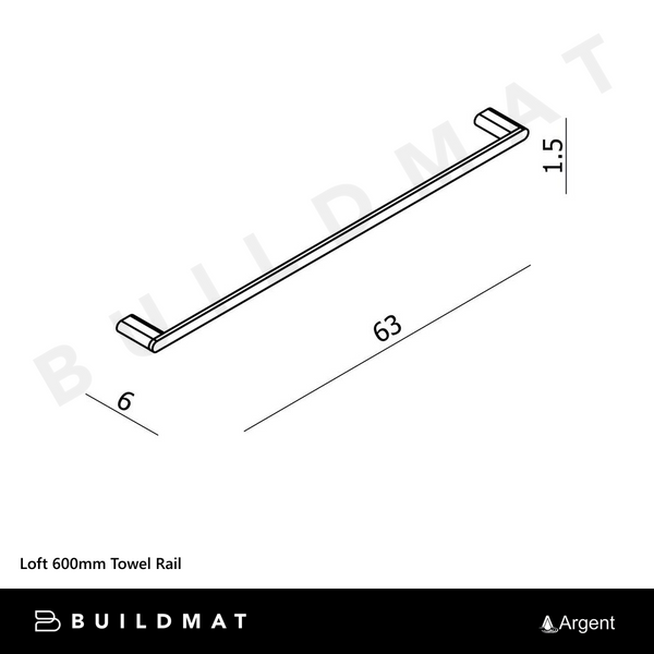 Argent Loft 600mm Towel Rail Chrome