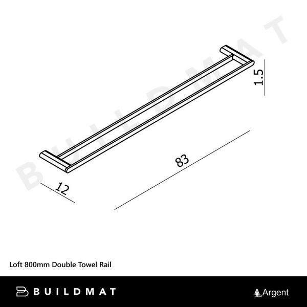 Argent Loft 800mm Double Towel Rail Chrome