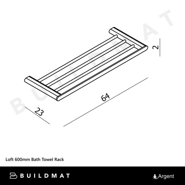 Argent Loft 600mm Bath Towel Rack Chrome