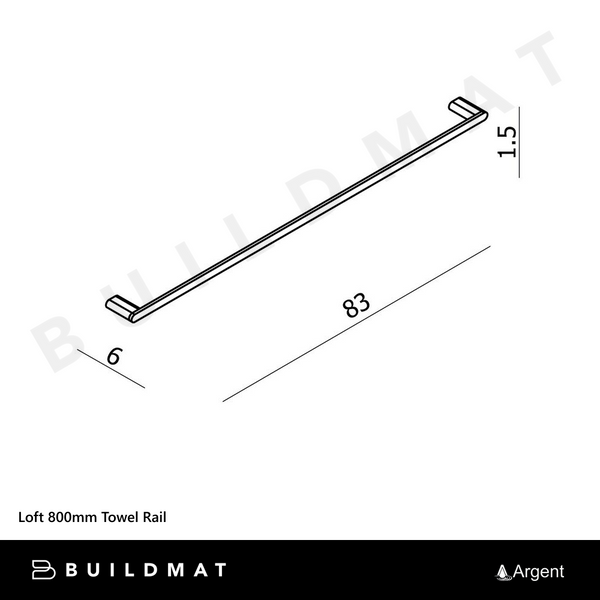 Argent Loft 800mm Towel Rail Chrome