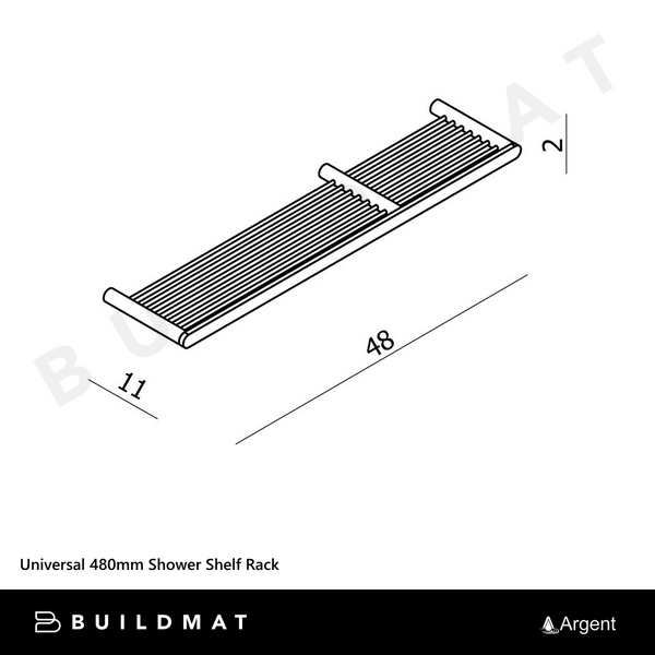 Argent Universal 480mm Shower Shelf Rack Chrome