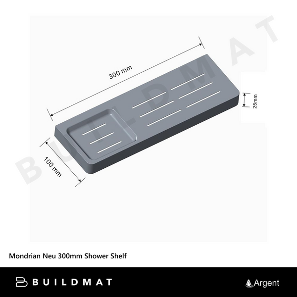 Argent Mondrian Neu 300mm Shower Shelf Matte Black