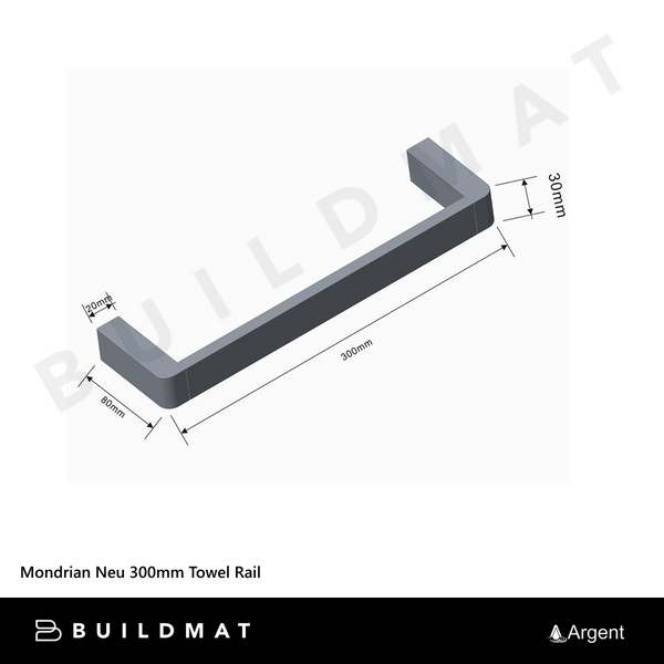 Argent Mondrian Neu 300mm Towel Rail Brushed Gold