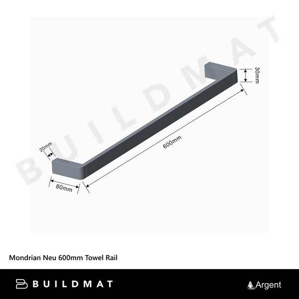Argent Mondrian Neu 600mm Towel Rail Brushed Nickel