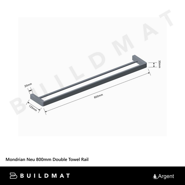 Argent Mondrian Neu 800mm Double Towel Rail Gunmetal