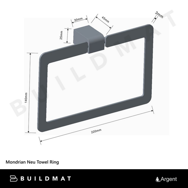 Argent Mondrian Neu Towel Ring Matte Black