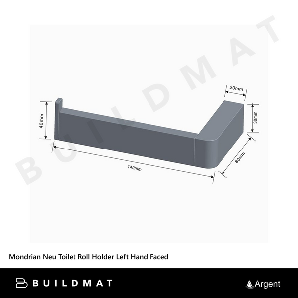 Argent Mondrian Neu Toilet Roll Holder Left Hand Faced Matte Black