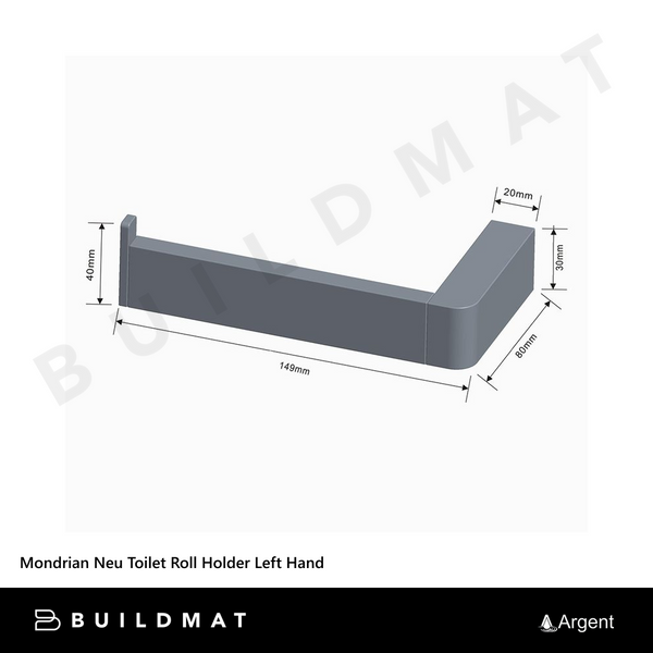 Argent Mondrian Neu Toilet Roll Holder Left Hand Brushed Gold