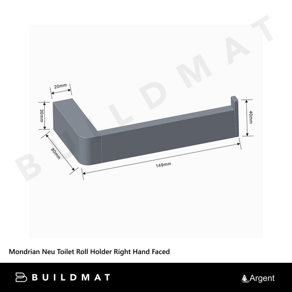 Argent Mondrian Neu Toilet Roll Holder Right Hand Faced Matte Black