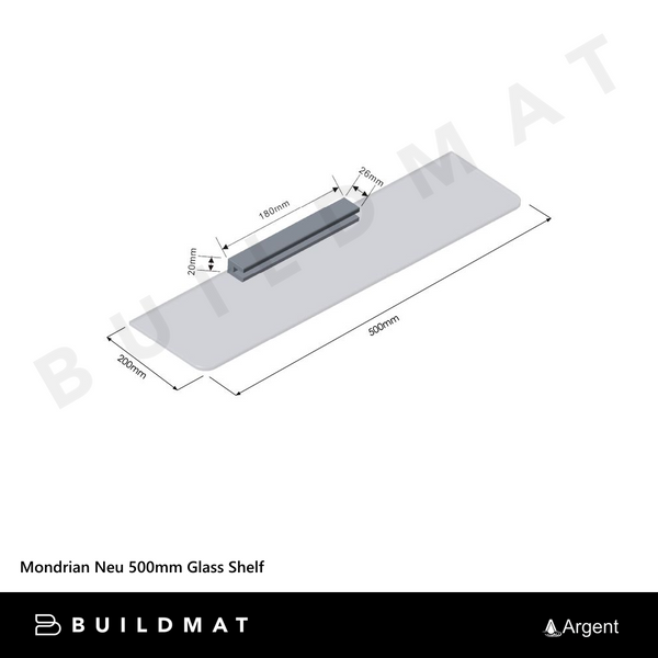Argent Mondrian Neu 500mm Glass Shelf Chrome