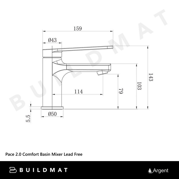 Argent Pace 2.0 Comfort Basin Mixer Brushed Nickel Lead Free