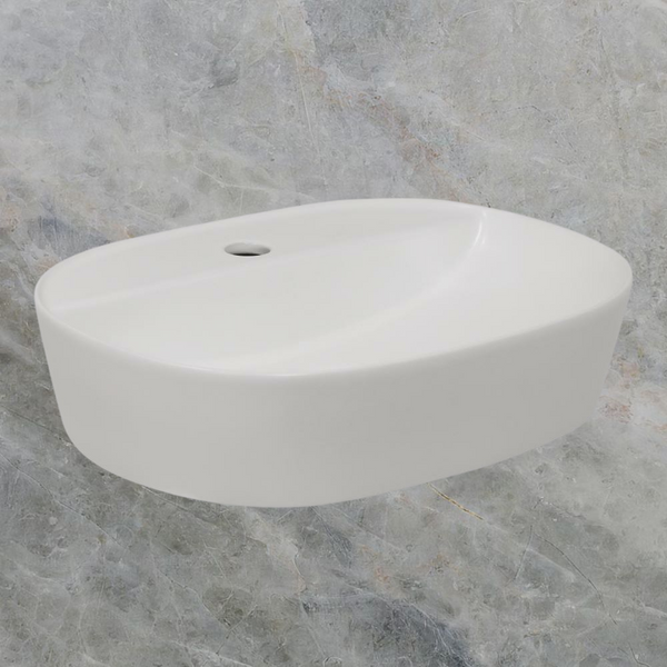 Argent Grace Neu 505 Oval Counter Basin 1 Tap Hole Matte White