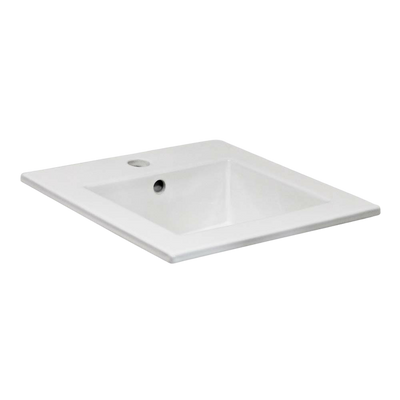 Argent Zen Neu 420mm Square Drop In Basin with Overflow 1 Tap Hole Gloss White