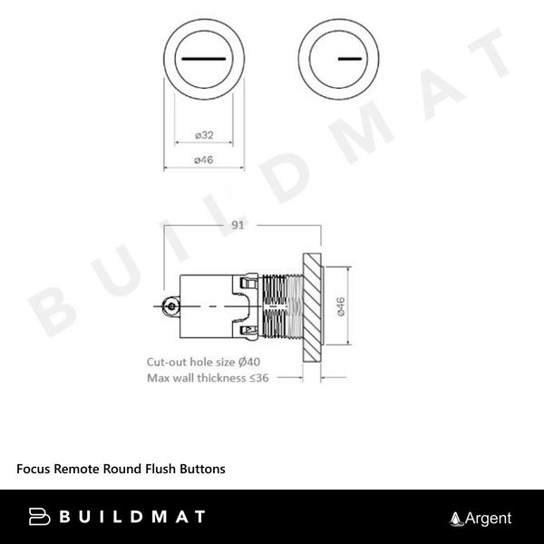 Argent Focus Remote Round Flush Buttons Chrome
