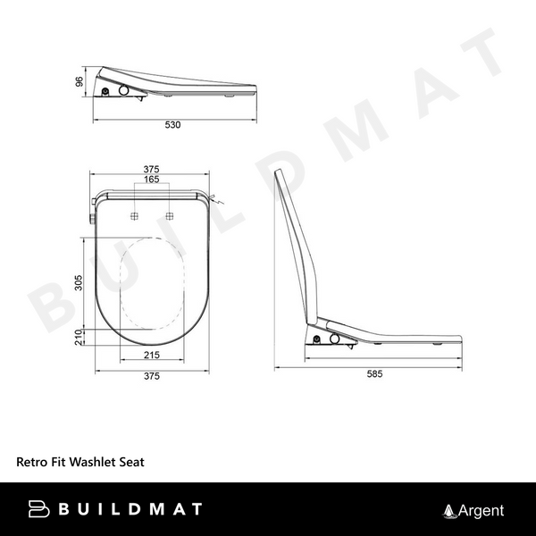 Argent Retro Fit Washlet Toilet Seat White