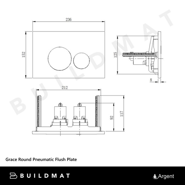 Argent Grace Round Pneumatic Flush Plate Matte White