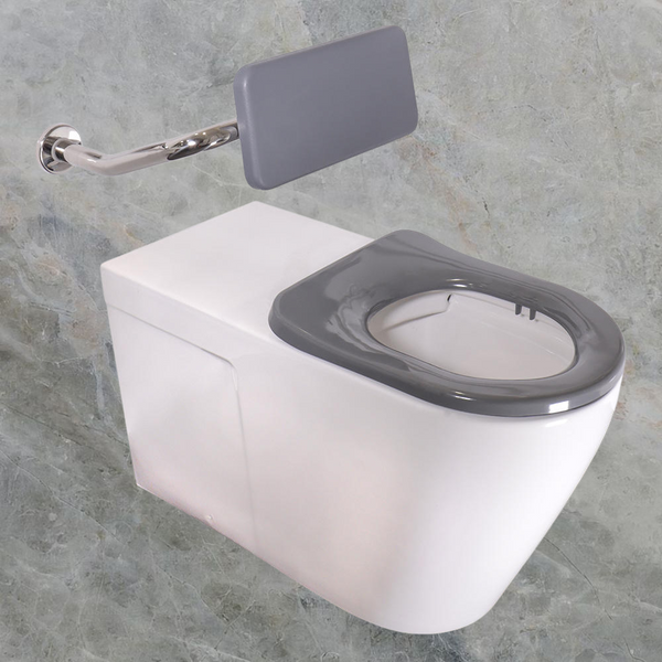 Argent Alto Plus 800mm Hygienic Flush Wall Faced Toilet Pan with Seat and Backrest White