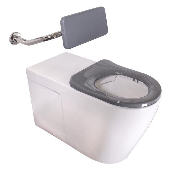 Argent Alto Plus 800mm Hygienic Flush Wall Faced Toilet Pan with Seat and Backrest White