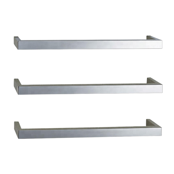 Argent Kubic 700mm 3 Single Bar Heated Towel Rail Chrome