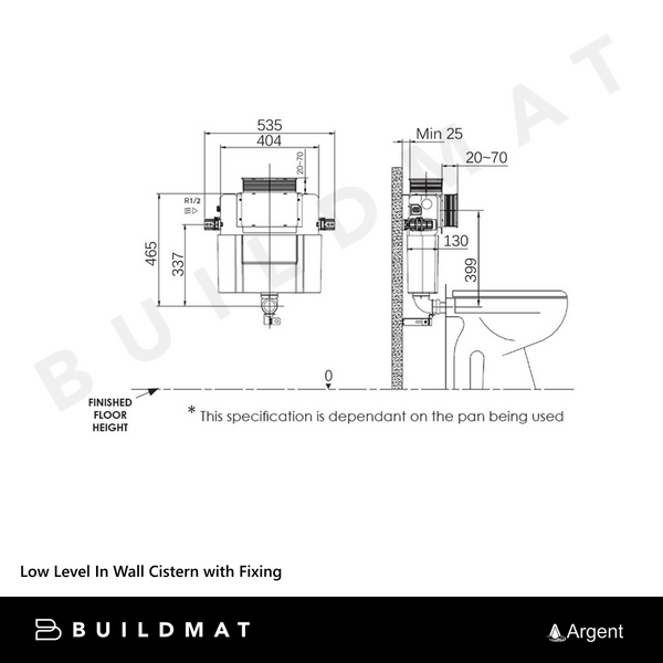 Argent Low Level In Wall Cistern with Mechanical Fixing