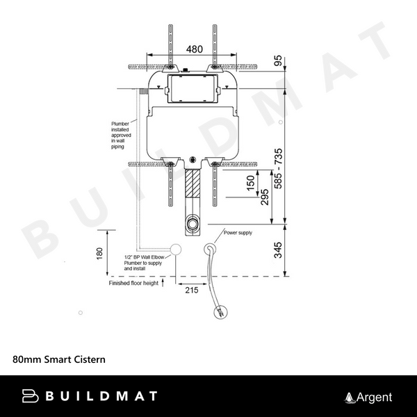 Argent 80mm Smart Cistern White