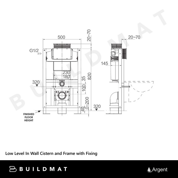 Argent Low Level In Wall Cistern and Frame with Mechanical Fixing